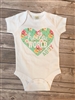 Personalized Hello World Onesie Aqua Floral Print