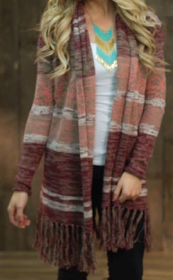 Aztec Fringe Open Cardigan