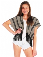 Print Kimono with Fringe