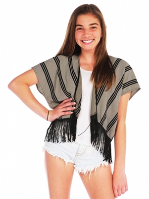 Print Kimono with Fringe