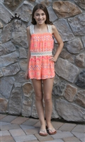 Orange Crochet Waistband & Strap Romper