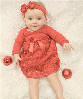 Ribbon Sequin Dress w/ Matching Headband