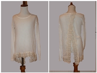 Crochet Hem Swing Back L/S Top by Vintage Havana